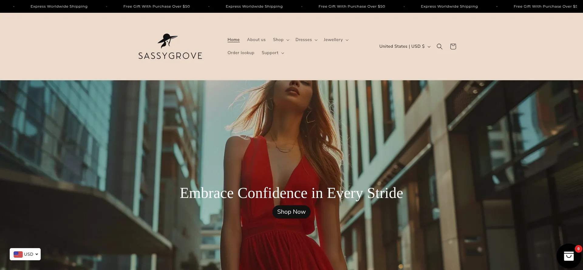 Website screenshot of Sassygrove.com