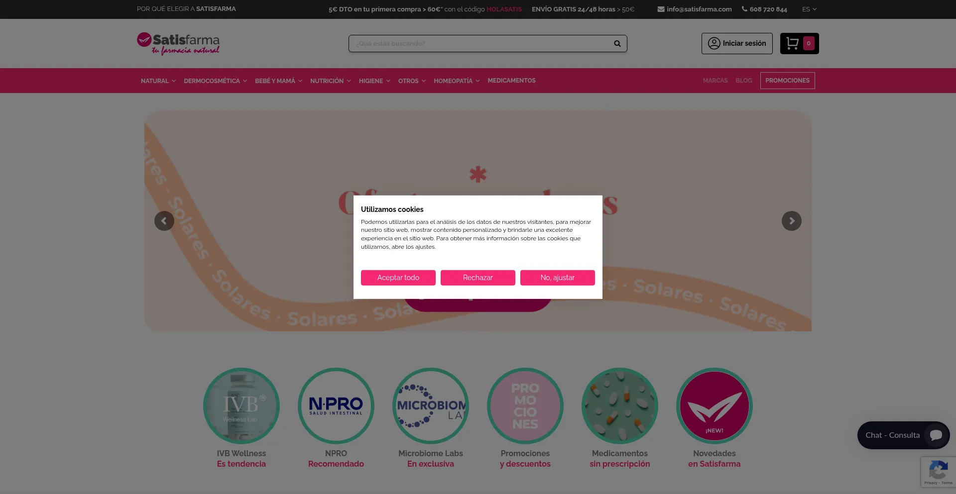 Website screenshot of Satisfarma.com