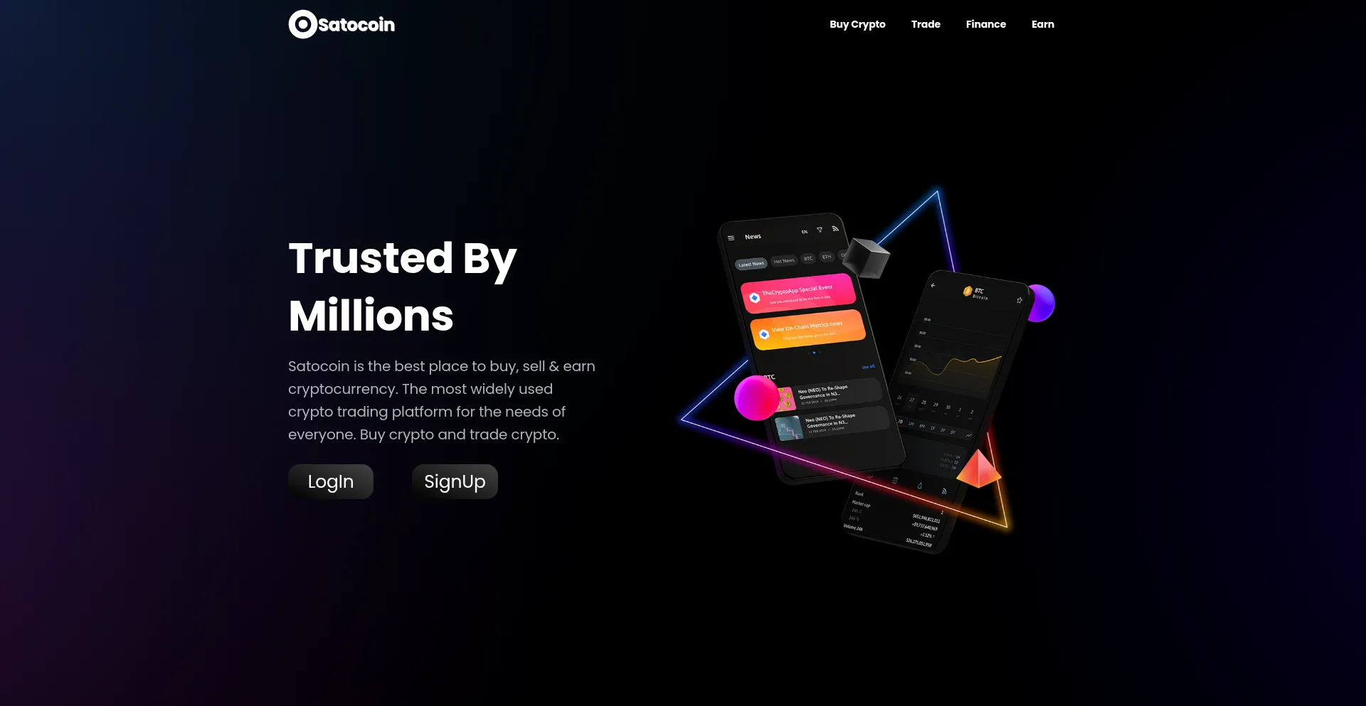 Website screenshot of Satocoin.web.app