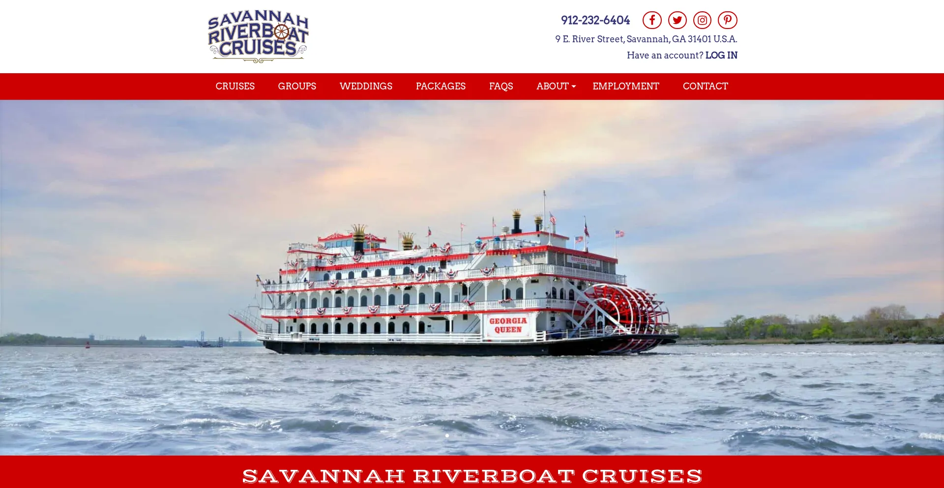 Website screenshot of Savannahriverboat.com