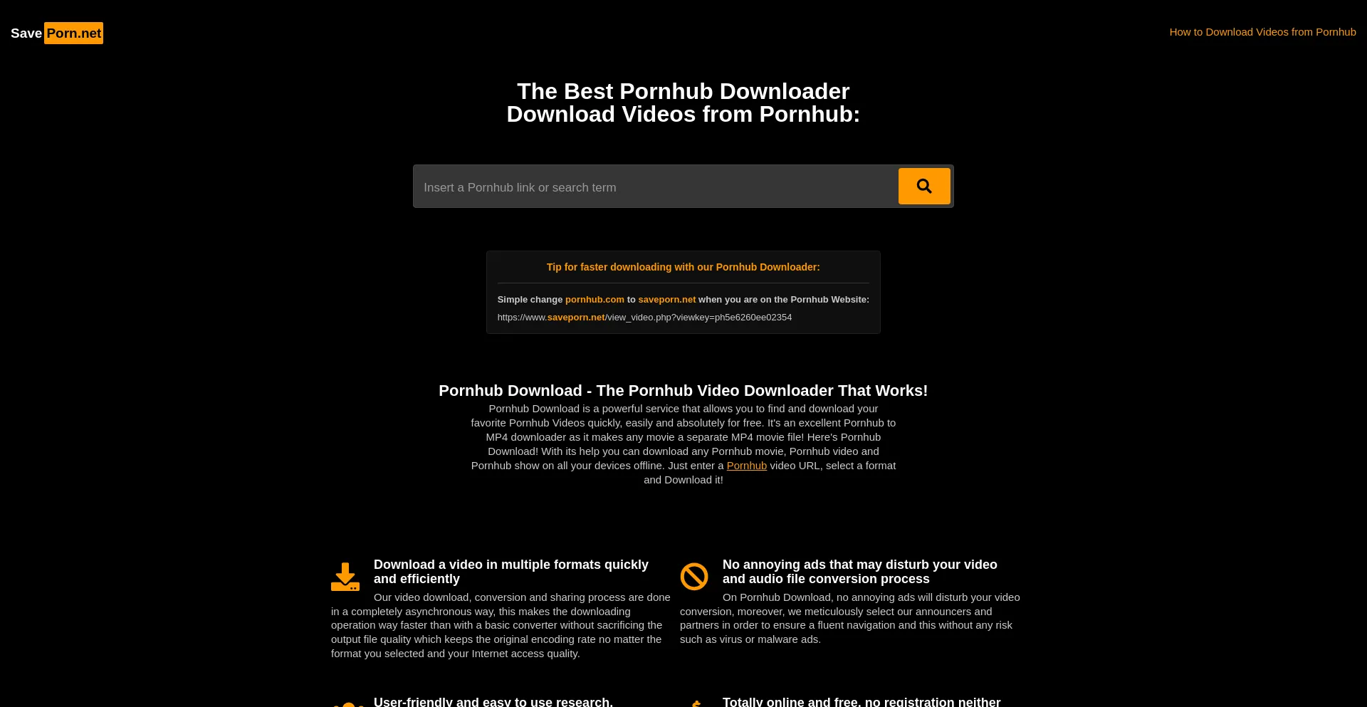 Website screenshot of Saveporn.net