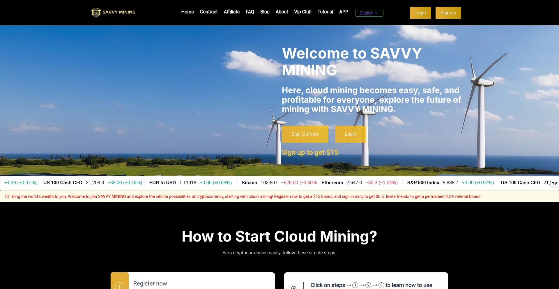 Website screenshot of Savvymining.com