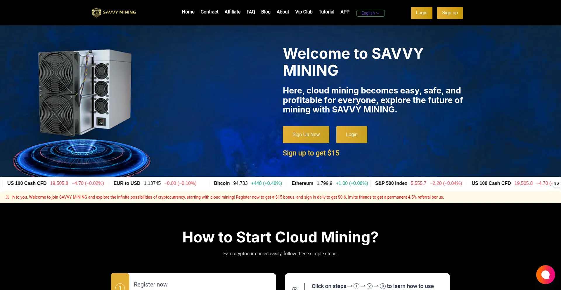 Website screenshot of Savvymining.vip