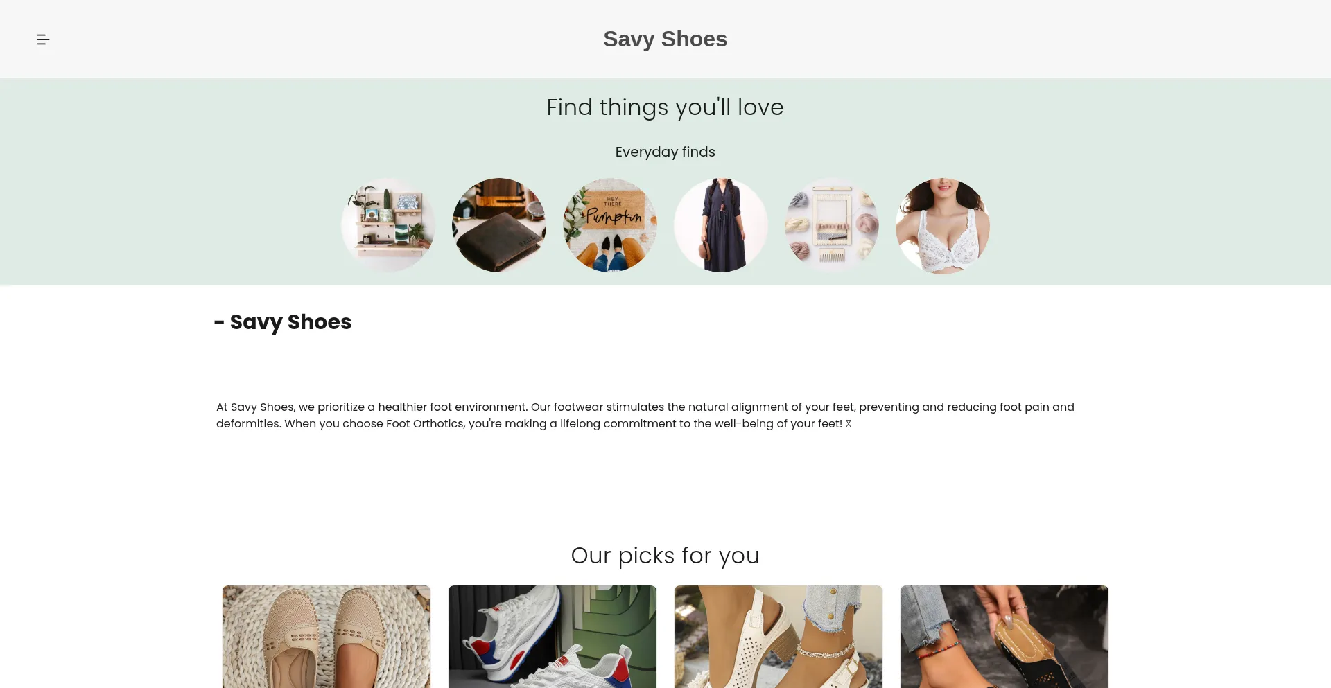 Website screenshot of Savyshoe.com