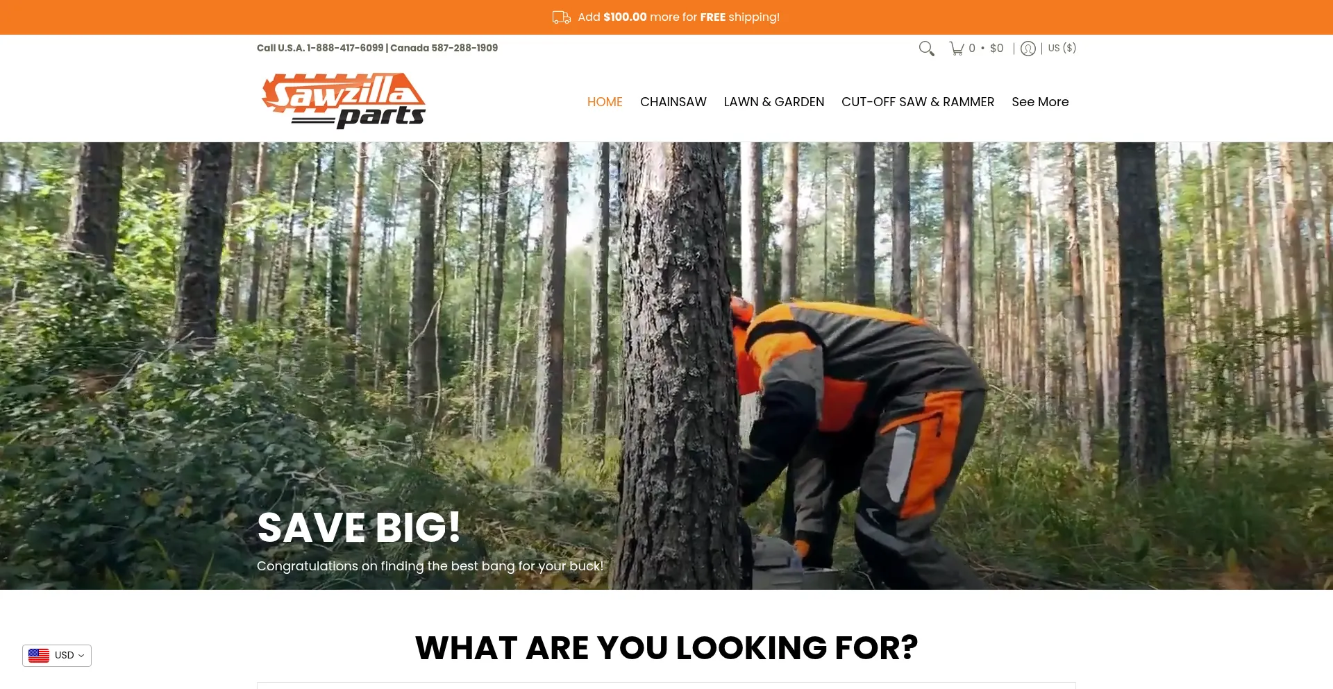 Sawzillaparts.com Screenshot