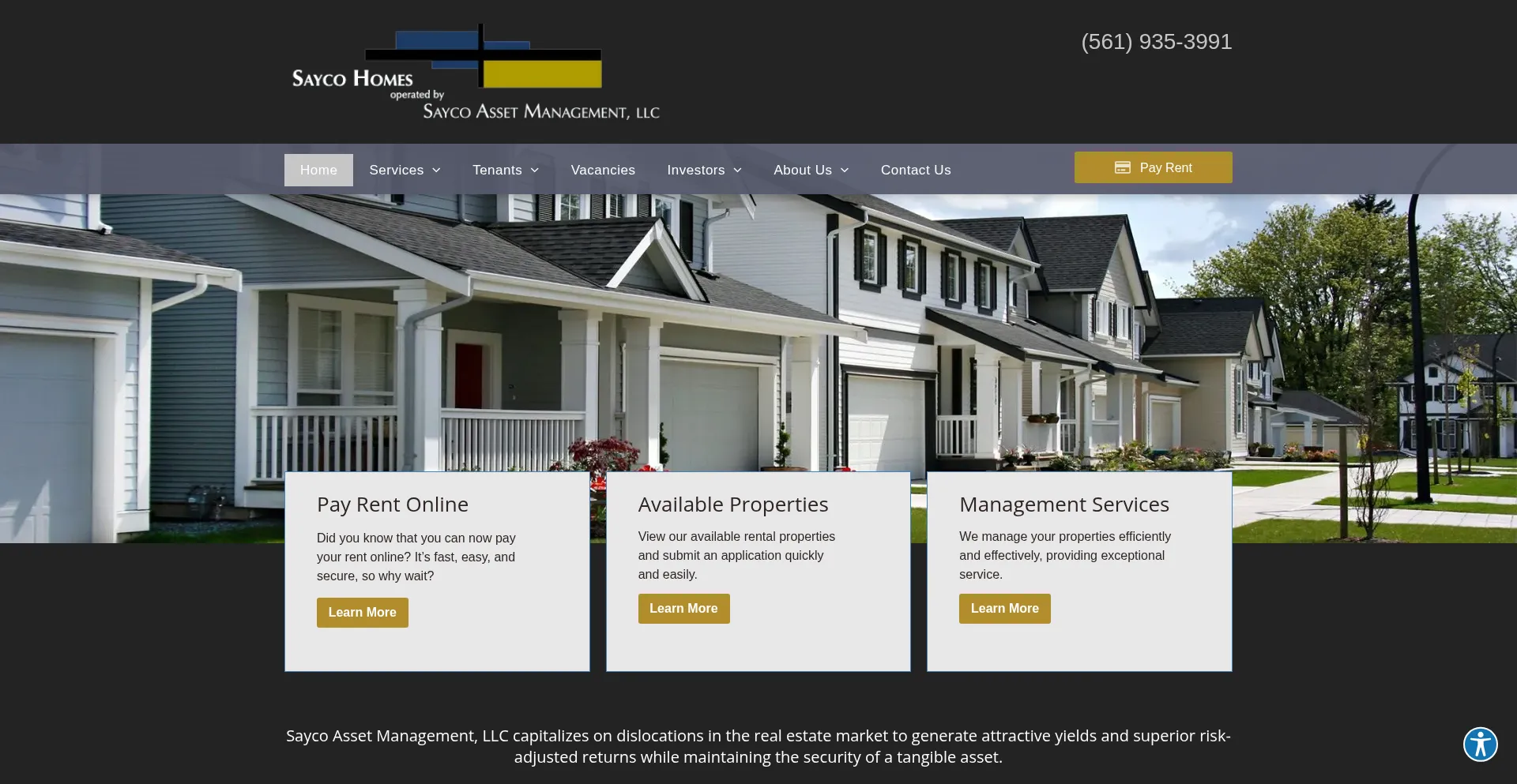 Website screenshot of Saycohomes.com