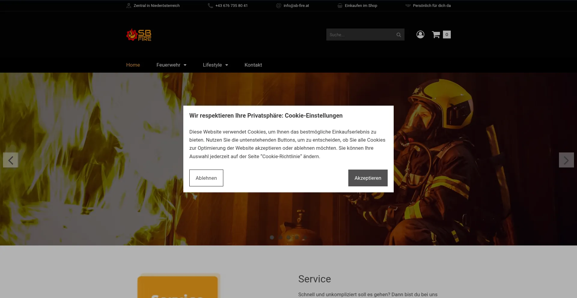 Website screenshot of Sb-fire.at