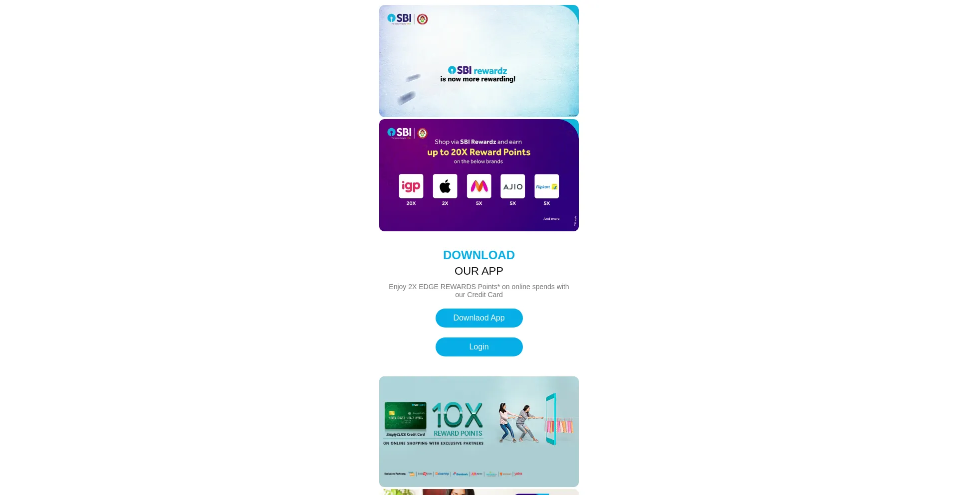 Website screenshot of Sbirewardstore.in