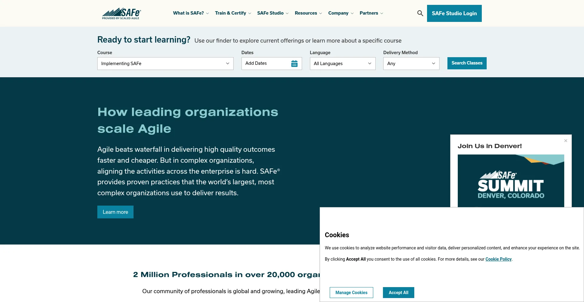 Website screenshot of Scaledagile.com