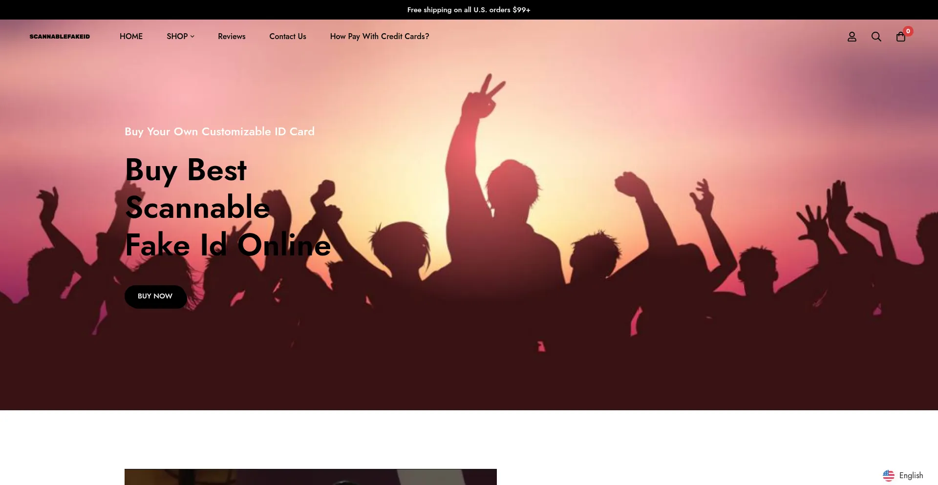 Website screenshot of Scannablefakeid.re
