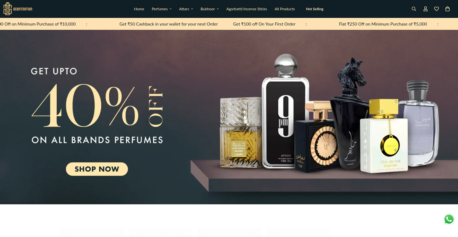 Website screenshot of Scentsationindia.com