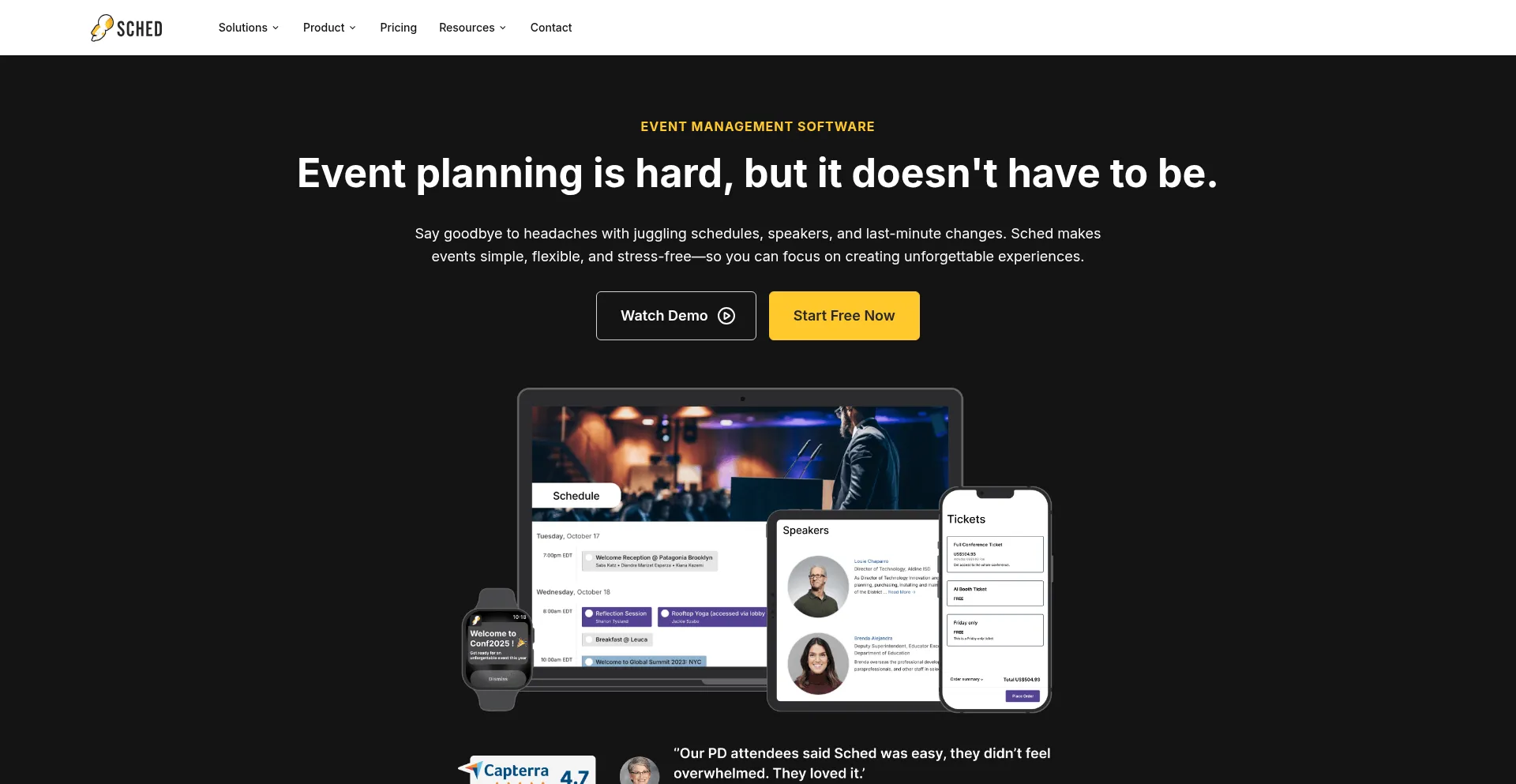 Website screenshot of Sched.com