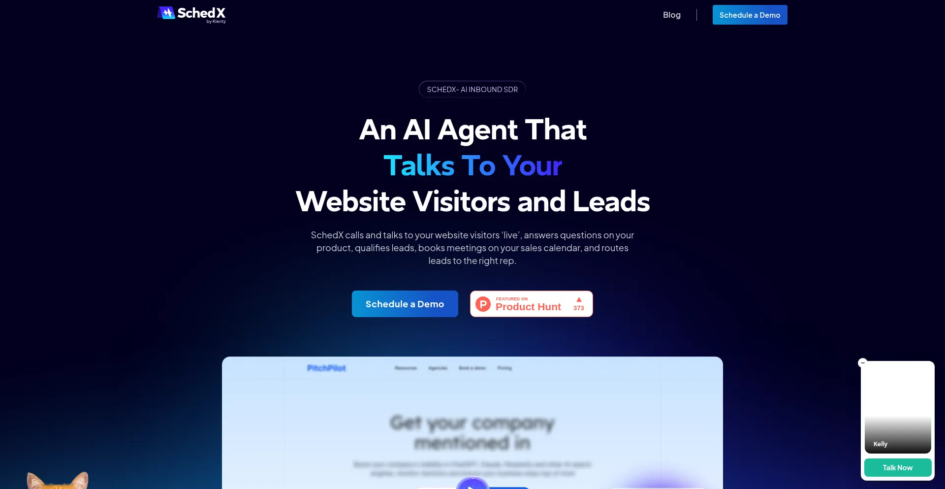 Website screenshot of Schedx.ai