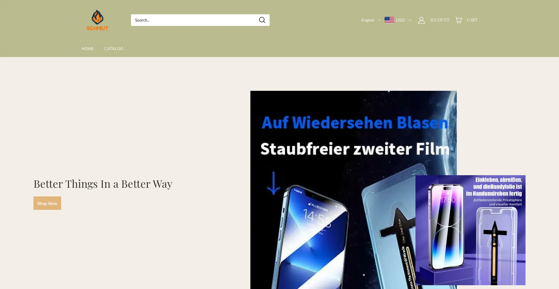 Website screenshot of Schmiut.com