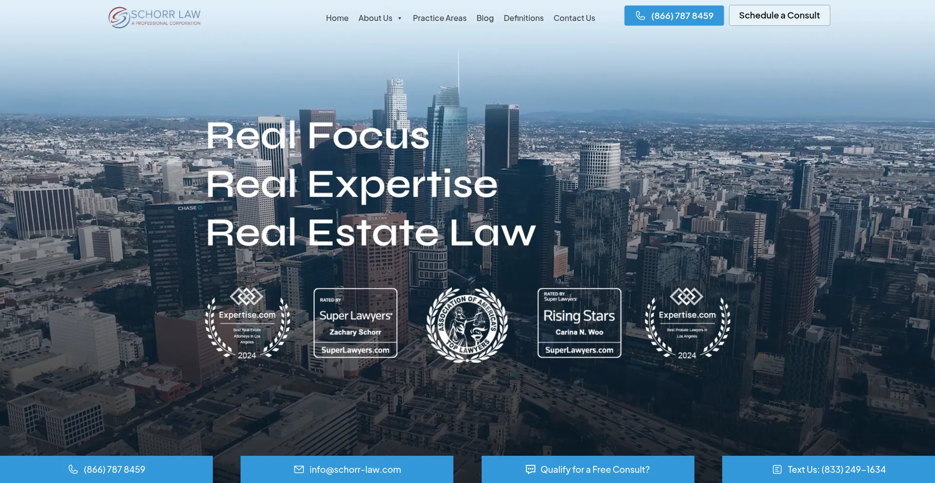 Website screenshot of Schorr-law.com