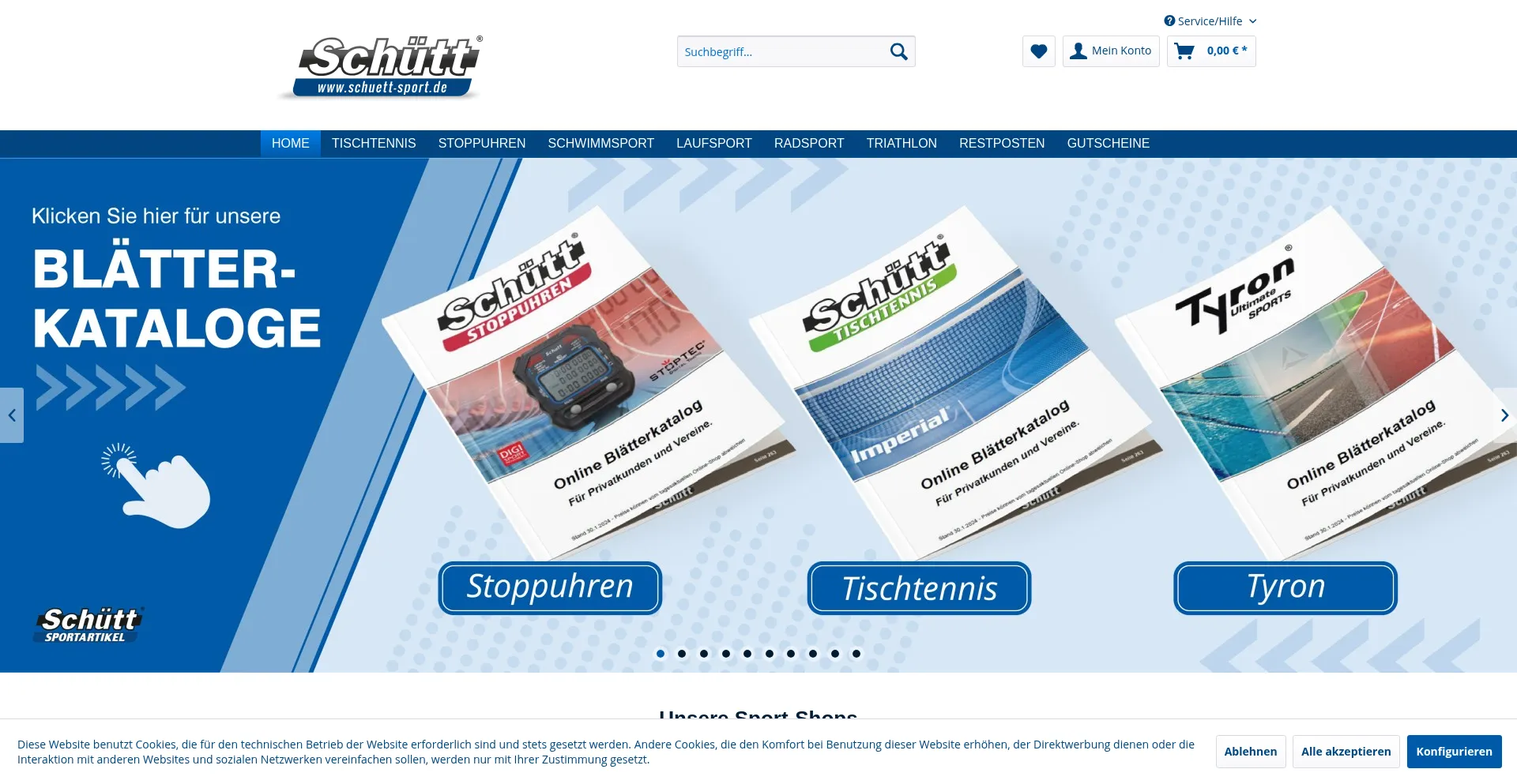 Website screenshot of Schuett-sport.de