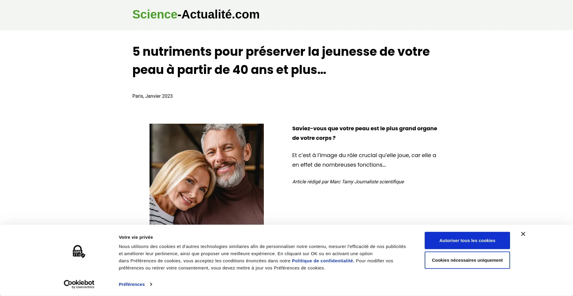 Website screenshot of Science-actualite.com