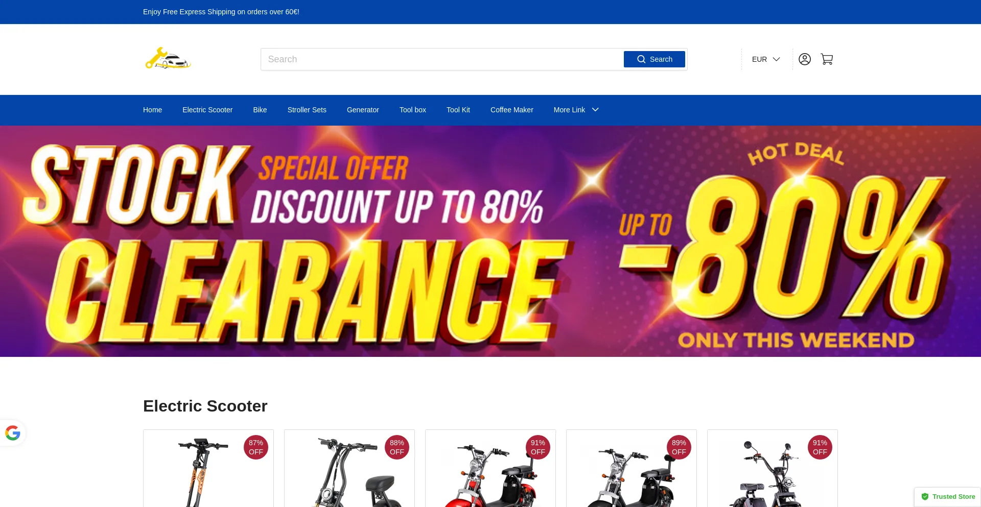 Website screenshot of Scooter.lidloutlets.store