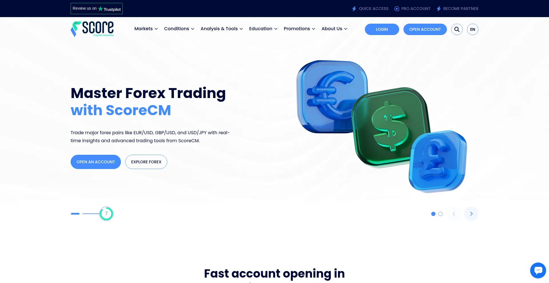 Website screenshot of Scorecm.com