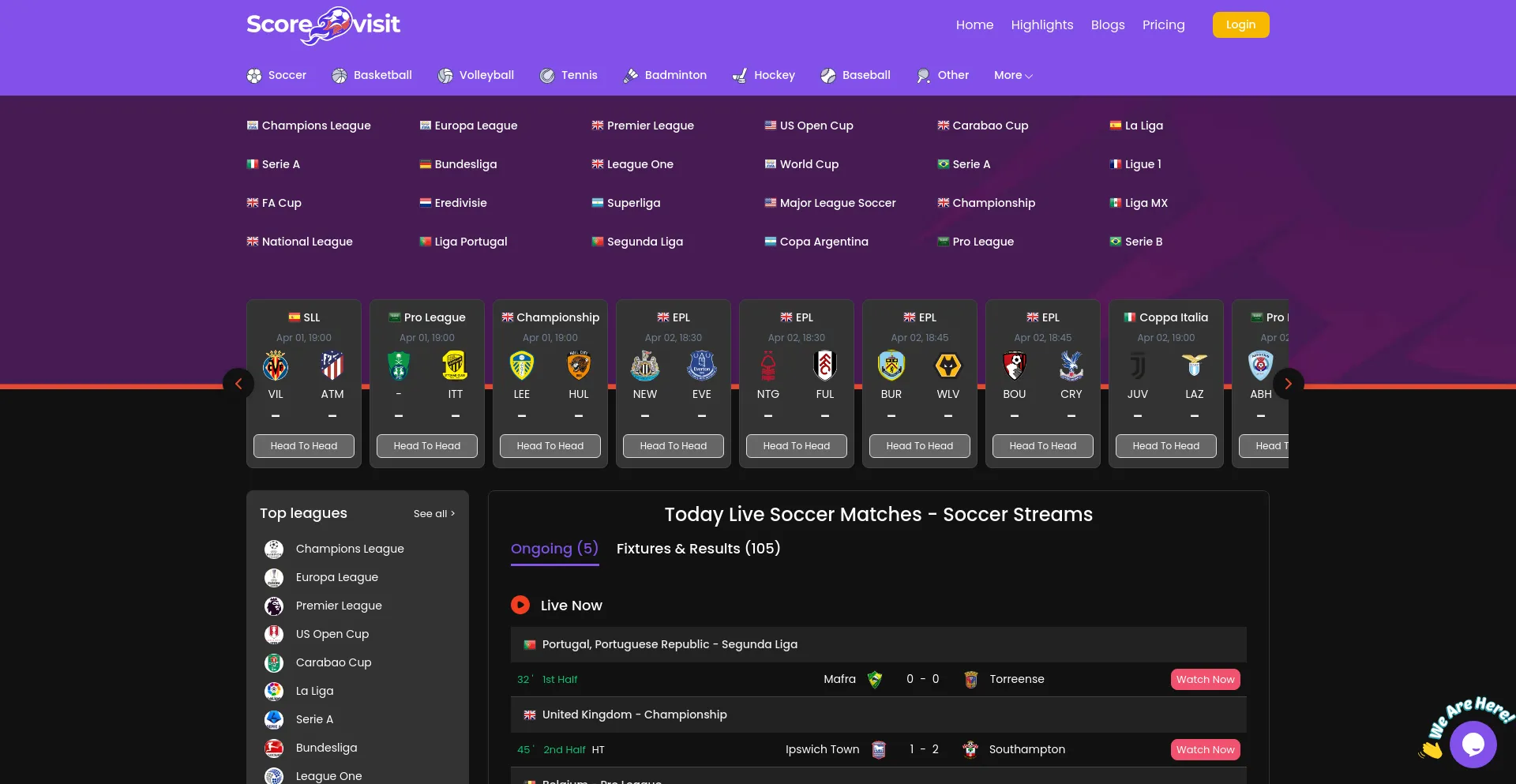 Website screenshot of Scorevisit.com