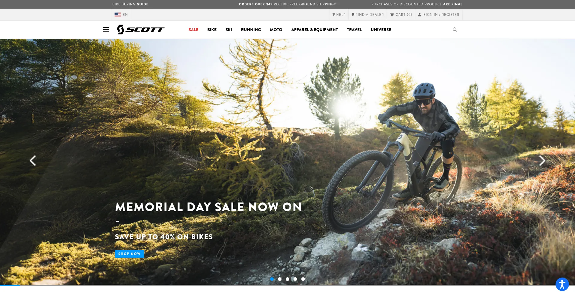 Website screenshot of Scott-sports.com