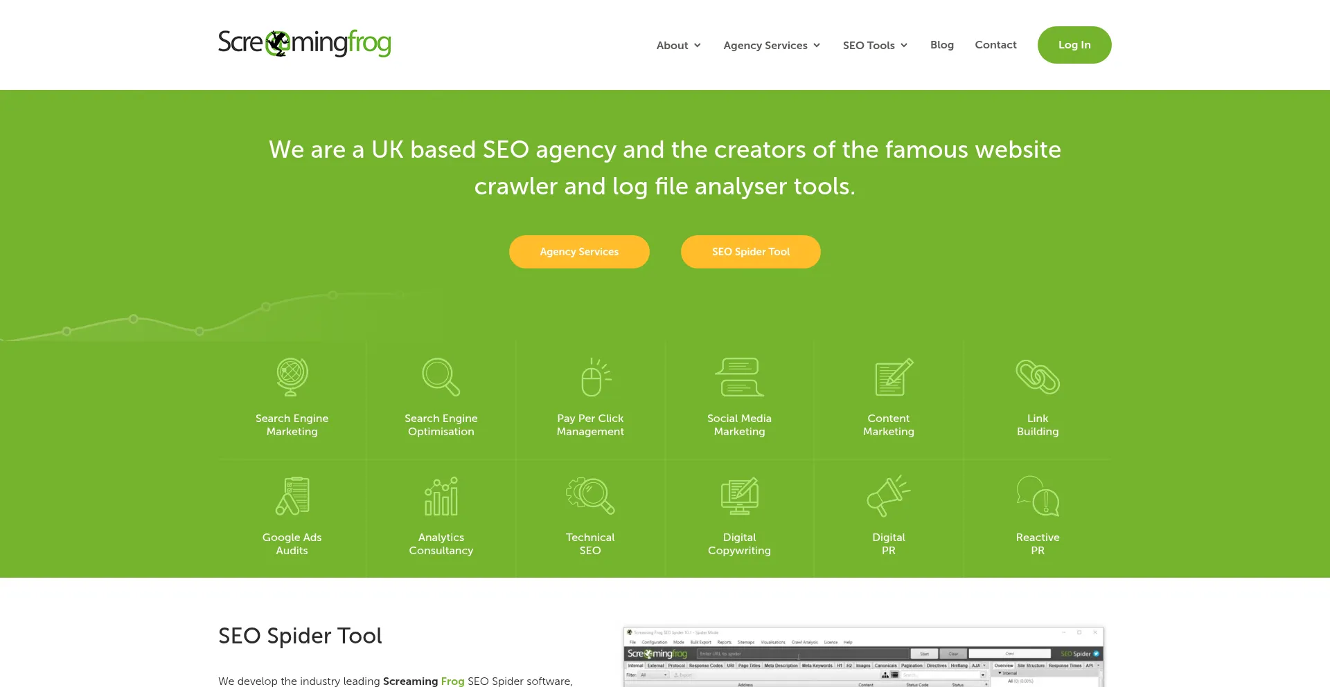 Website screenshot of Screamingfrog.com