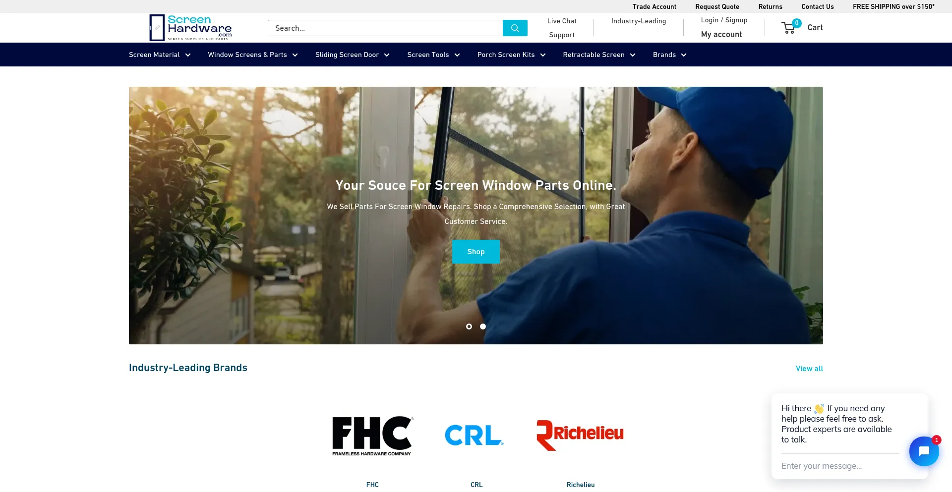 Website screenshot of Screenhardware.com