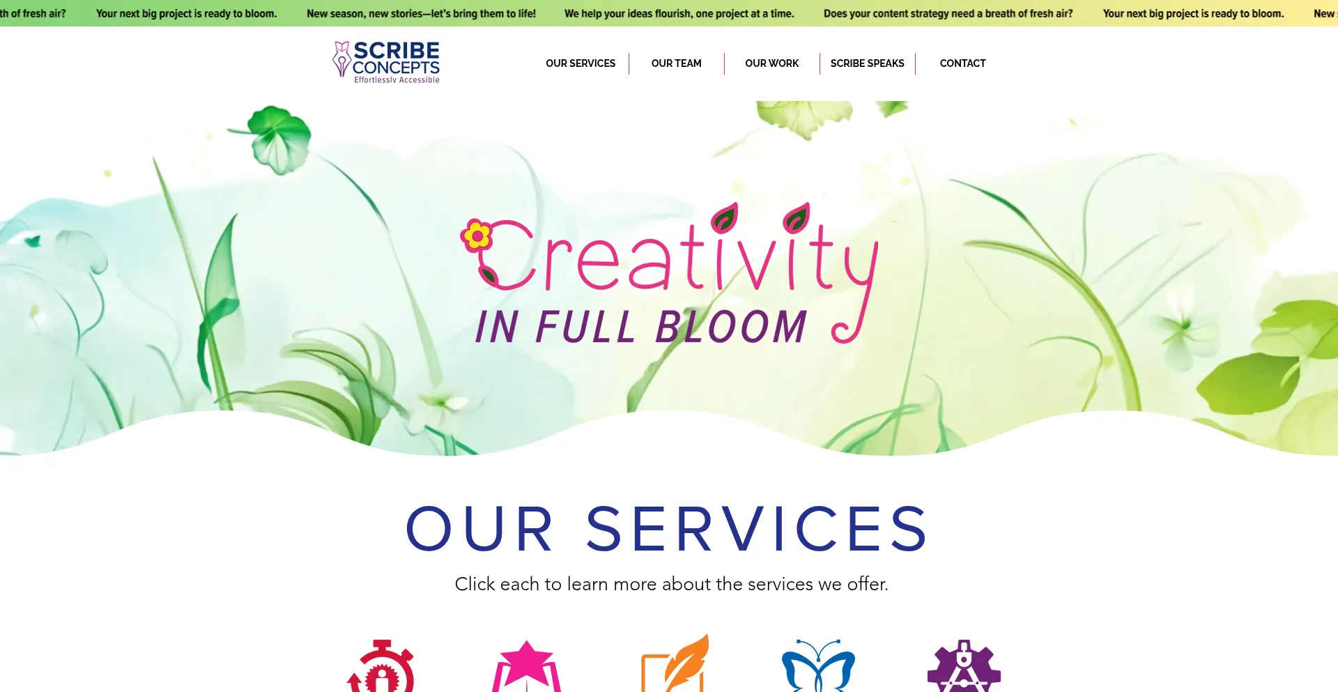 Website screenshot of Scribeconcepts.com