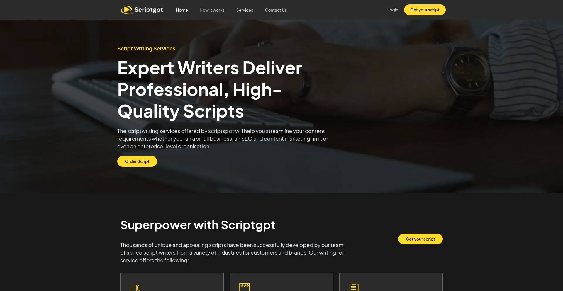 Website screenshot of Scriptgpt.online