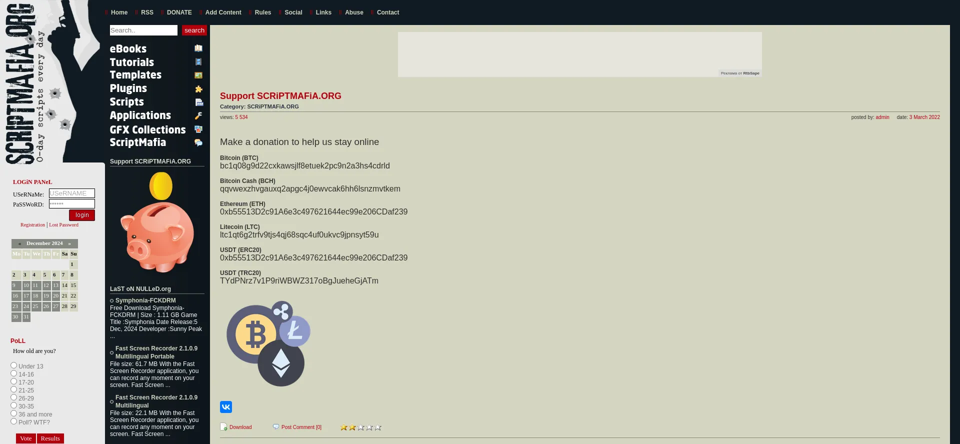 Website screenshot of Scriptmafia.org