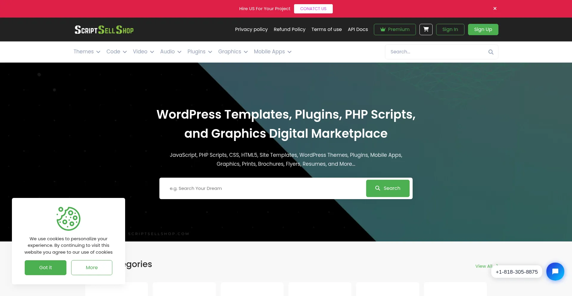 Website screenshot of Scriptsellshop.com