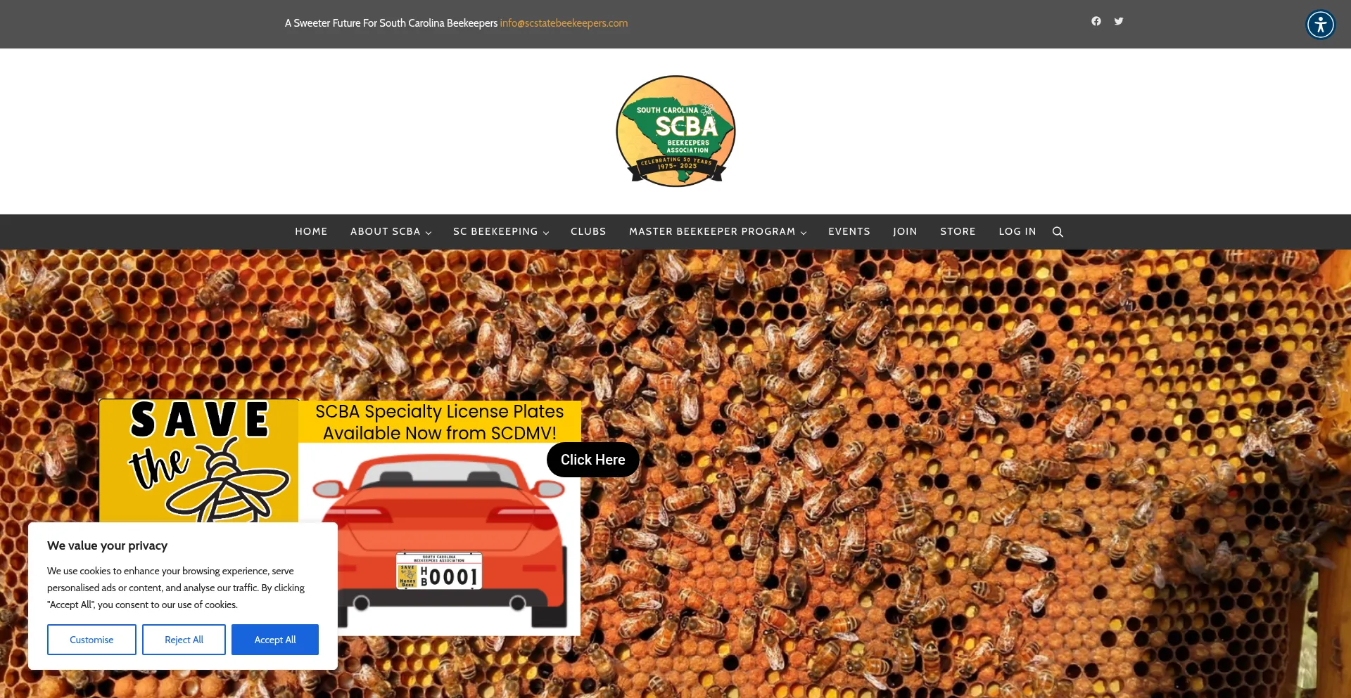 Website screenshot of Scstatebeekeepers.com