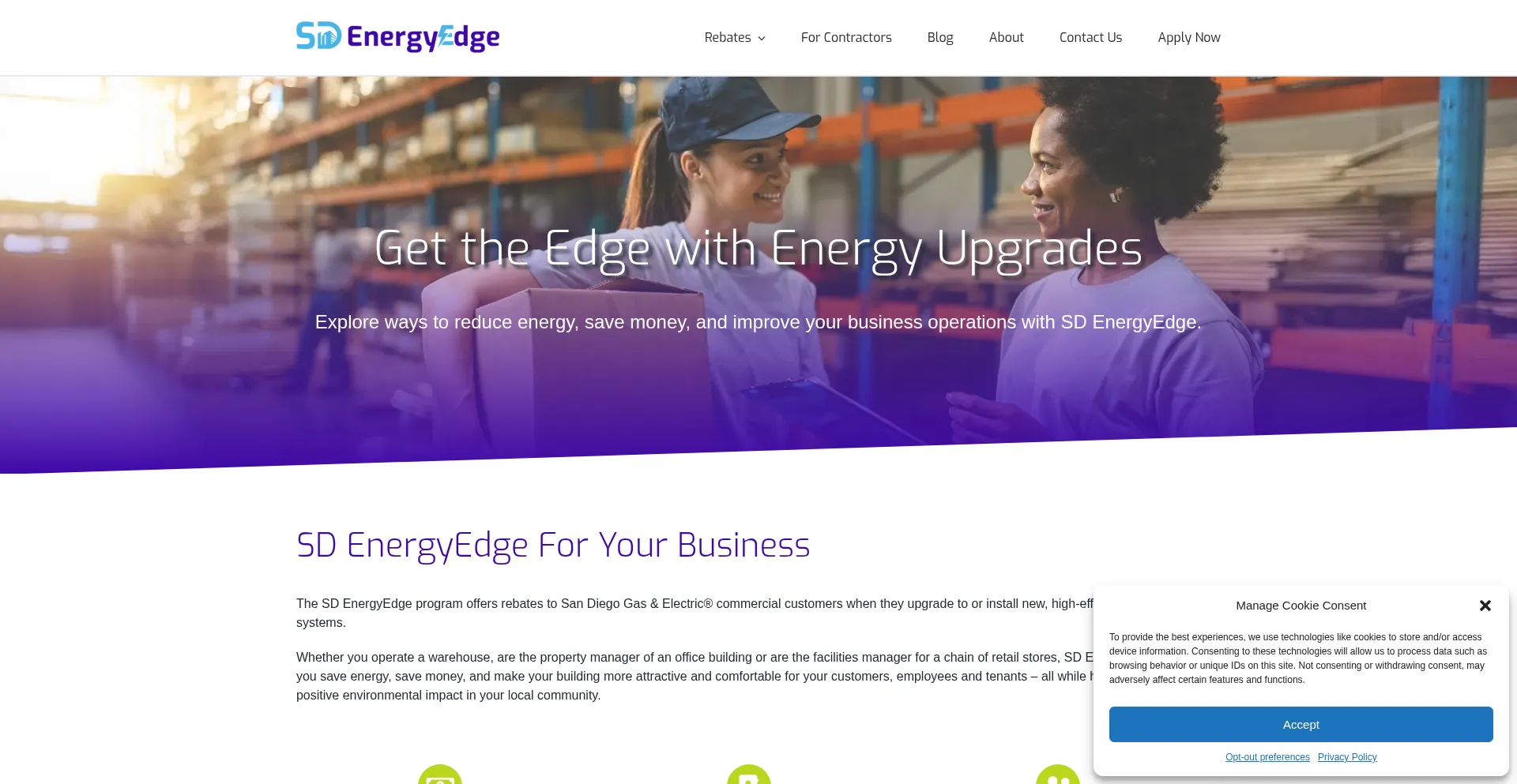 Website screenshot of Sdenergyedge.com