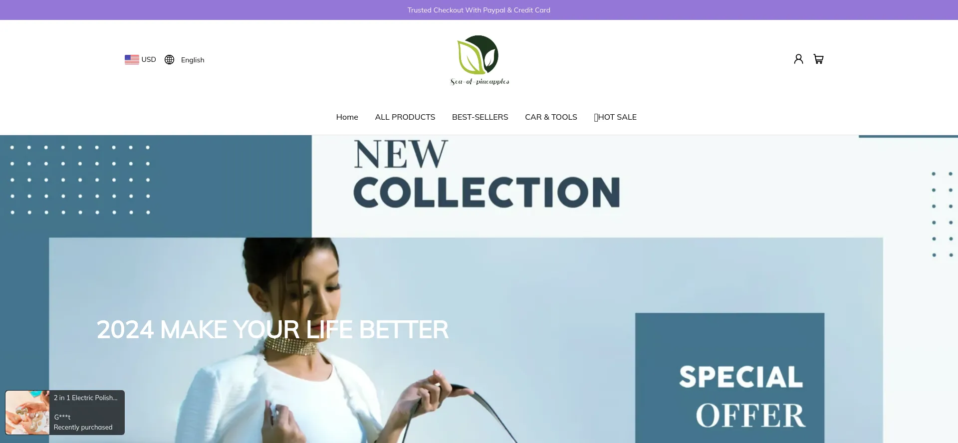 Website screenshot of Sea-of-pineapples.com