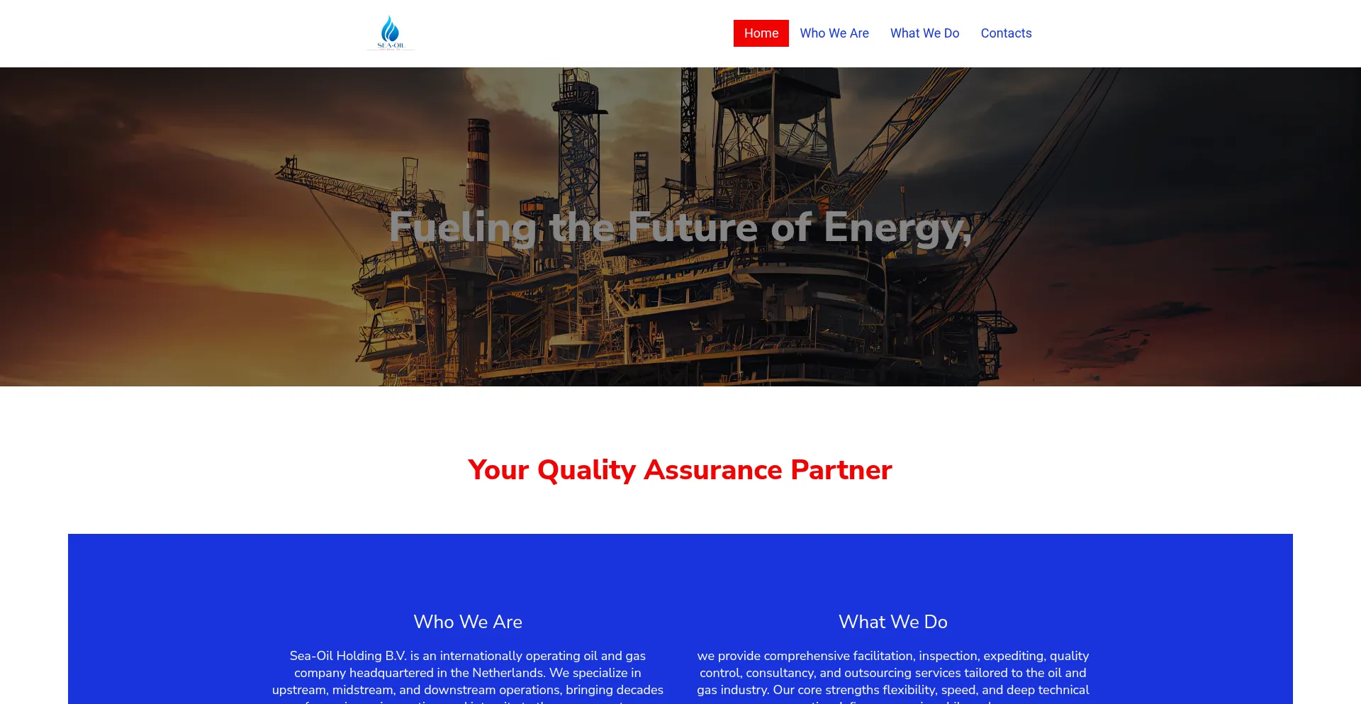 Website screenshot of Sea-oilholding.nl