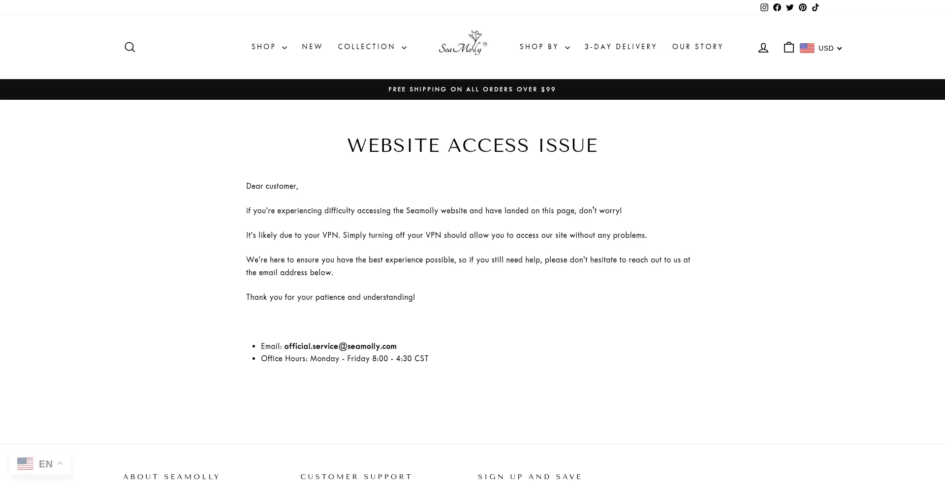 Website screenshot of Seamolly.com
