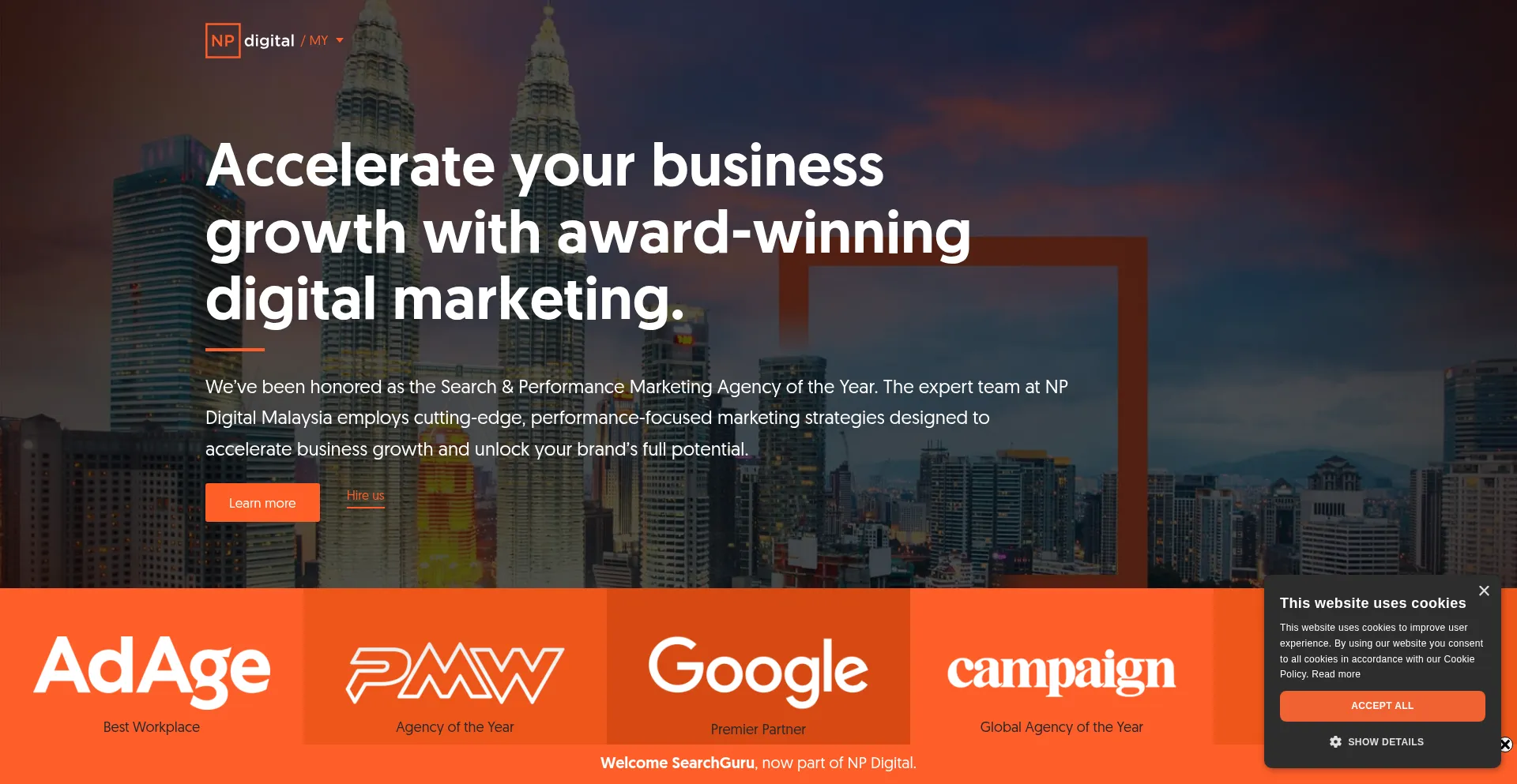 Website screenshot of Searchguru.co