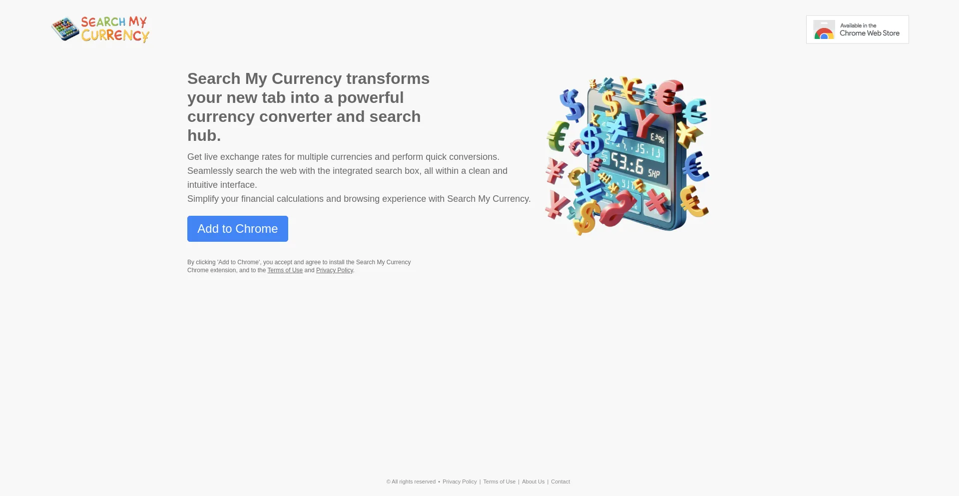 Website screenshot of Searchmycurrency.com