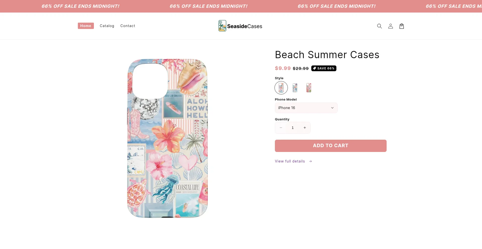 Website screenshot of Seasidecases.com
