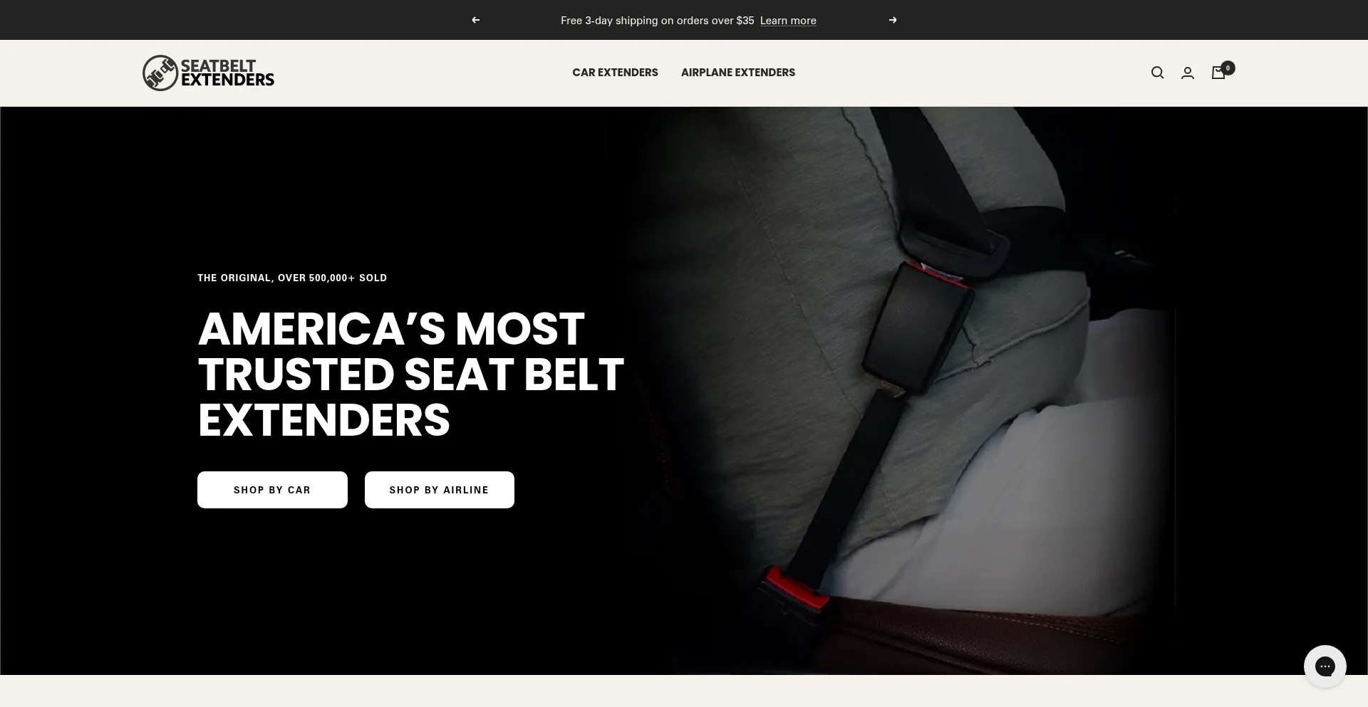 Website screenshot of Seatbeltextenders.com