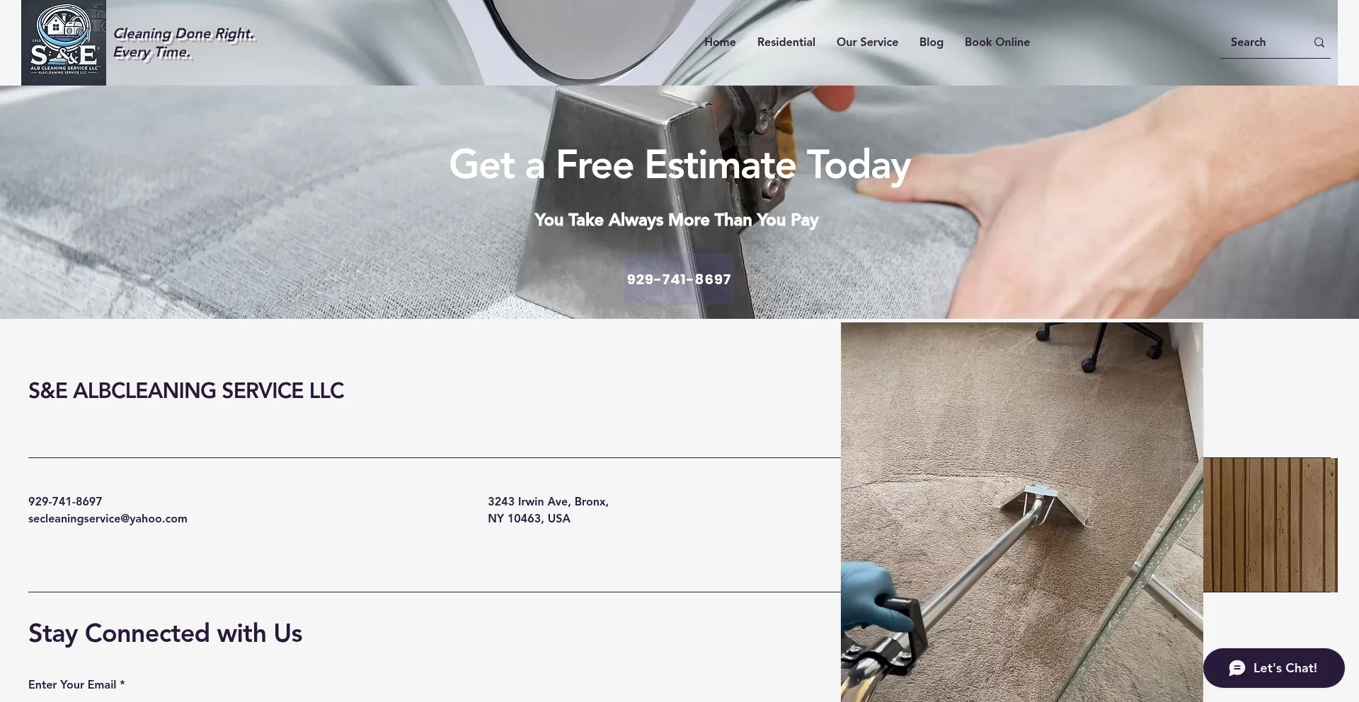 Website screenshot of Secleaningservicenyc.com