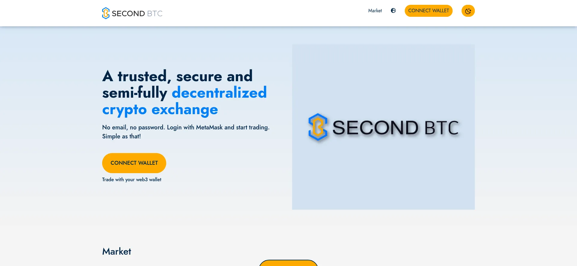 Website screenshot of Secondbtc.com