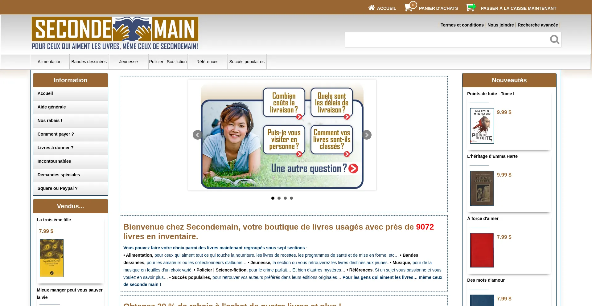 Website screenshot of Secondemain.ca