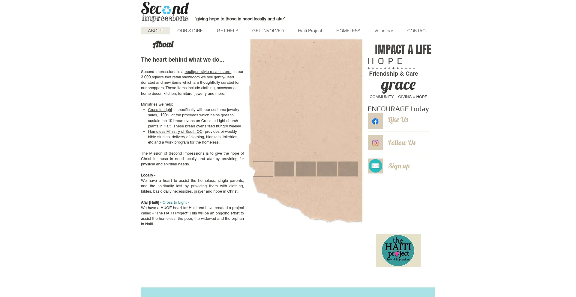 Website screenshot of Secondimpressions.org