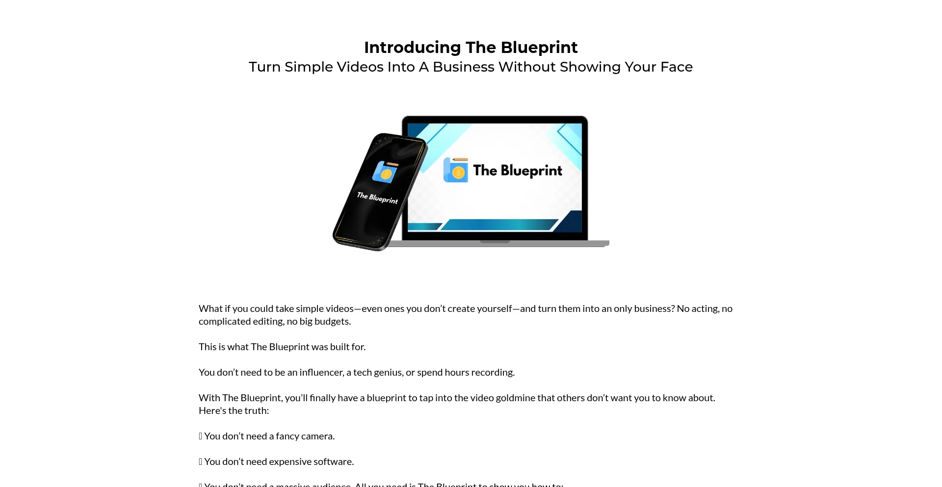 Website screenshot of Secretblueprintsystem.com