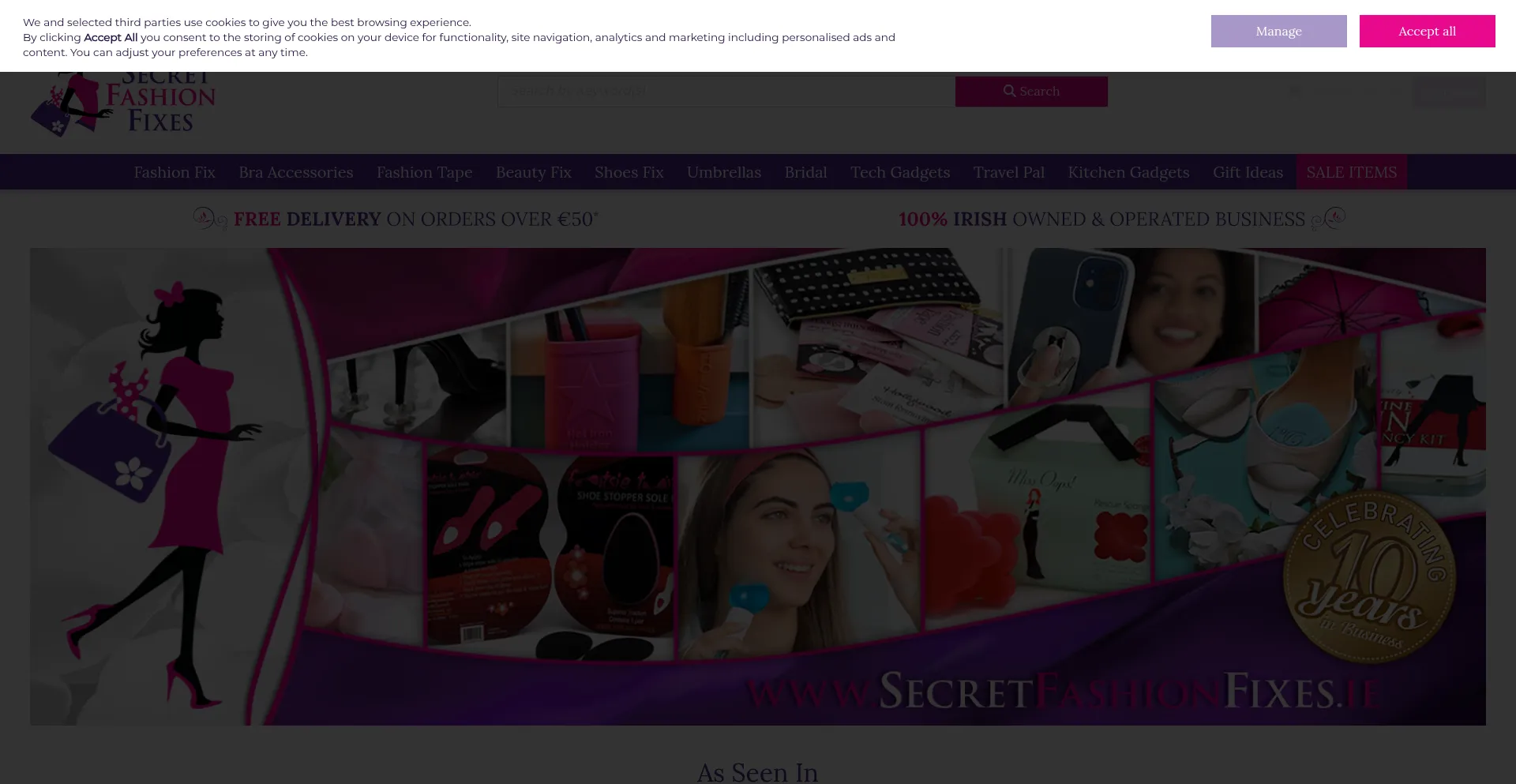 Website screenshot of Secretfashionfixes.ie