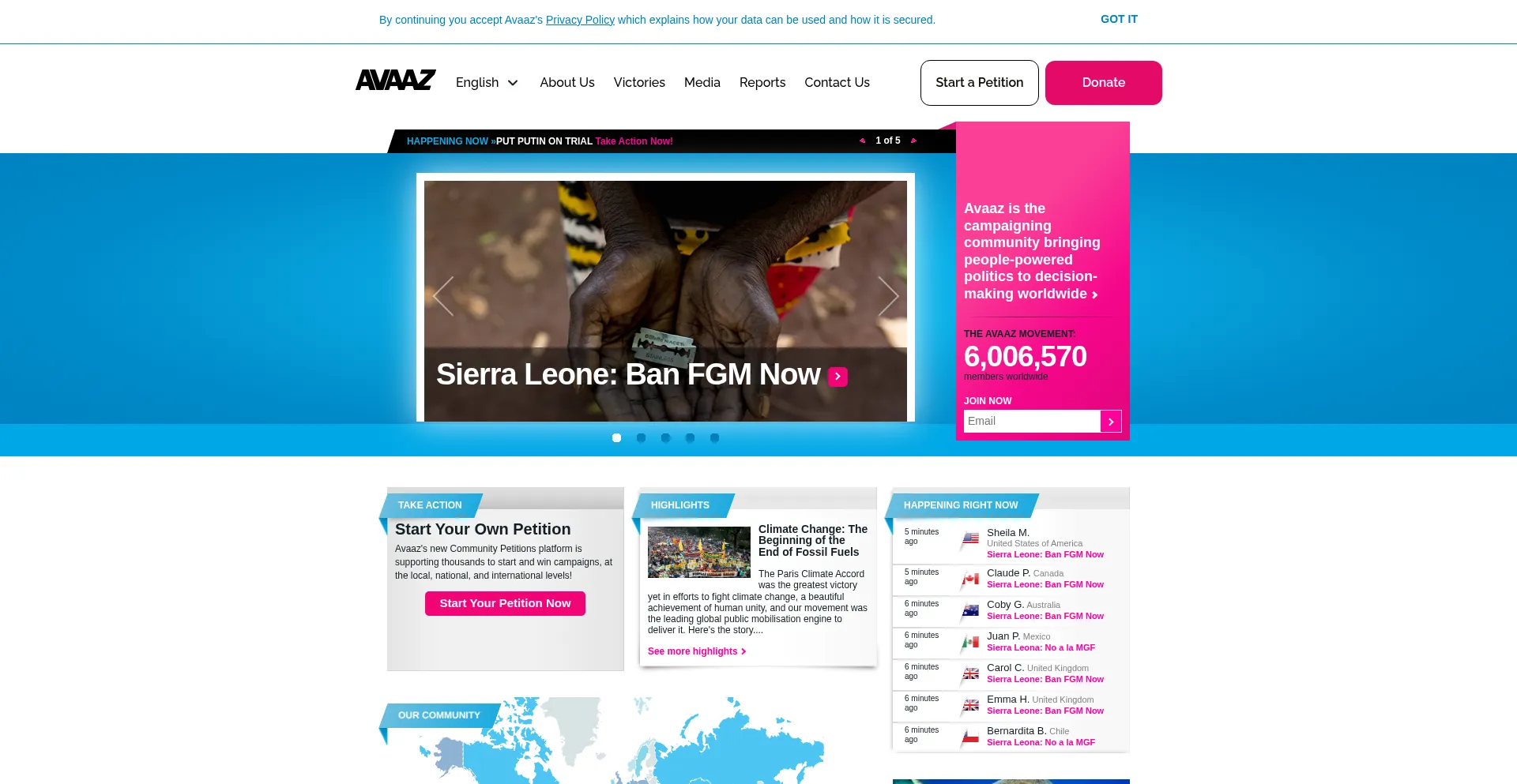 Secure.avaaz.org Screenshot