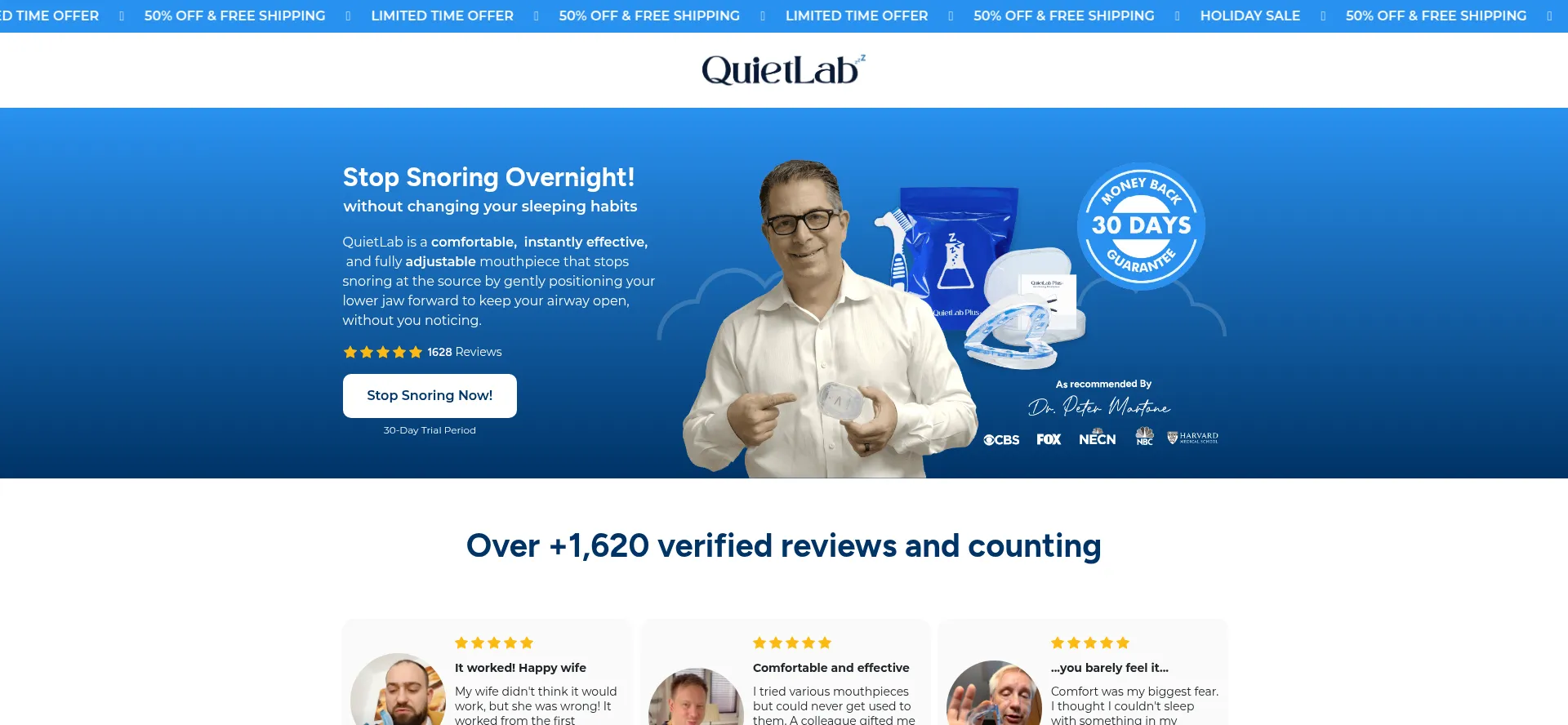 Website screenshot of Secure.getquietlab.com