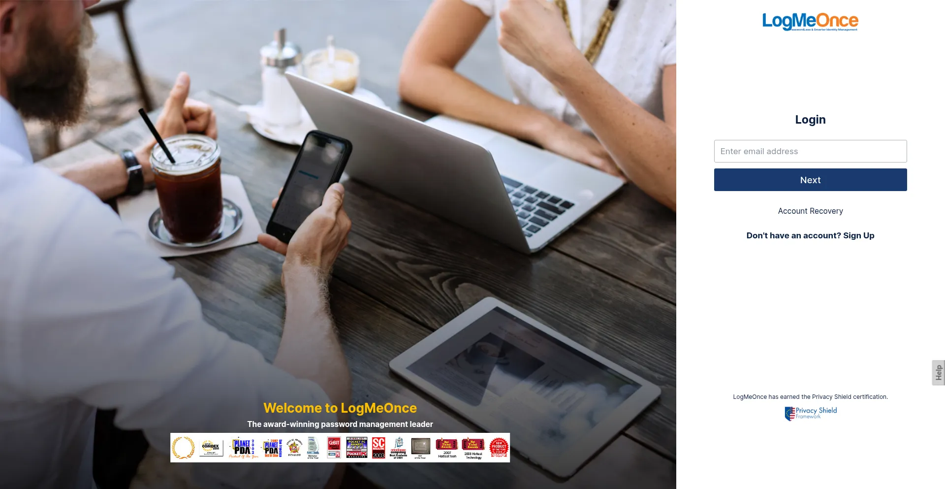 Website screenshot of Secure.logmeonce.com