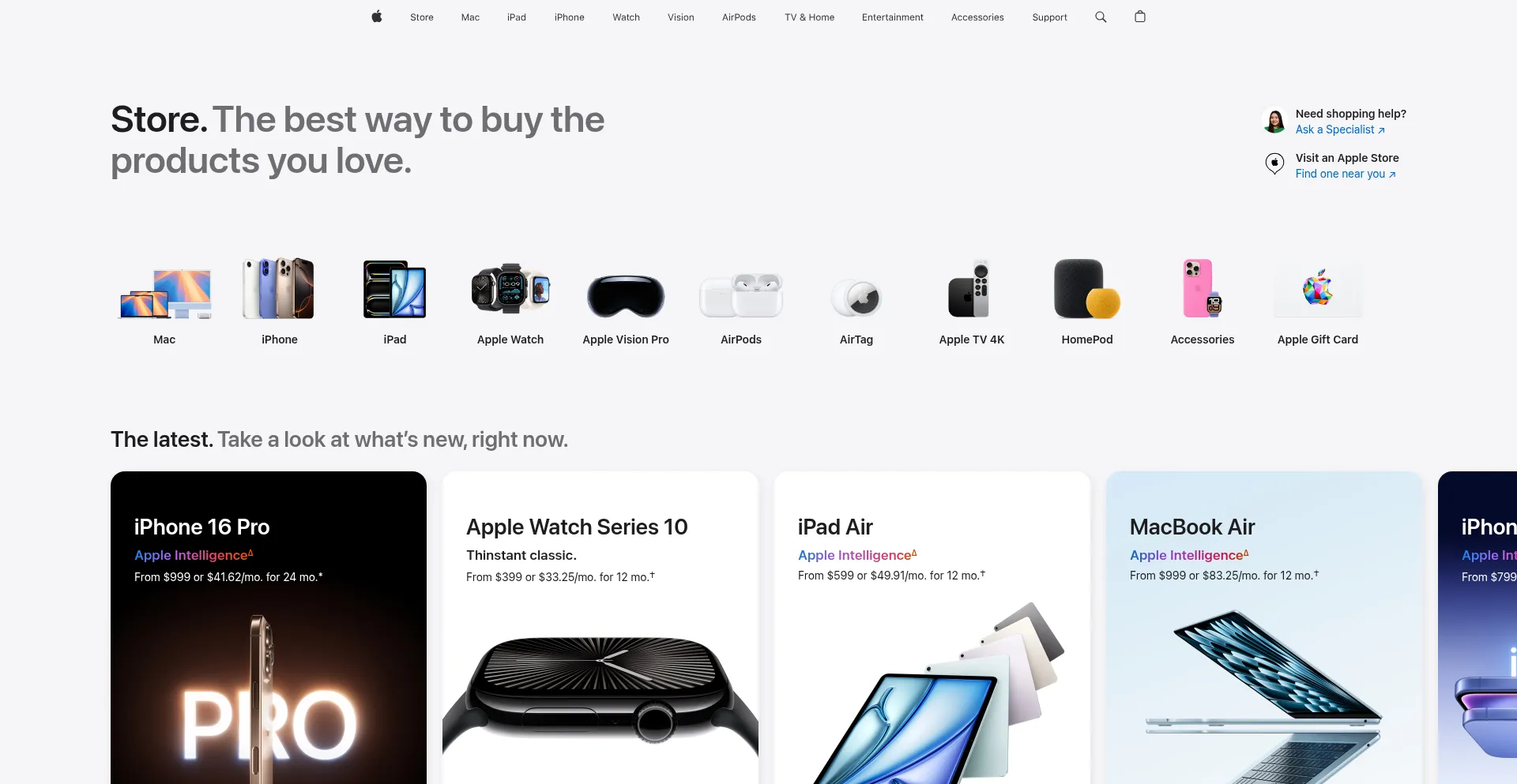 Website screenshot of Secure8.store.apple.com